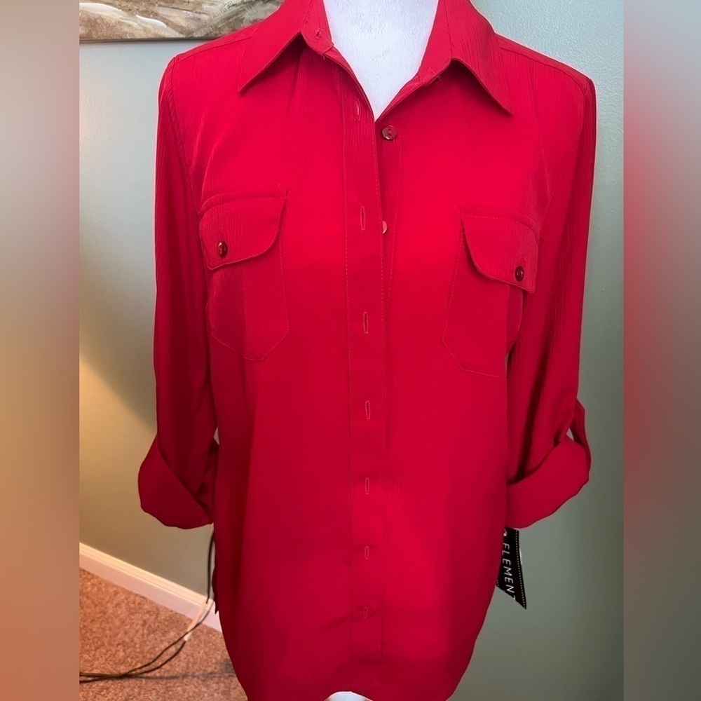 Elements brand red long sleeve blouse size S.
